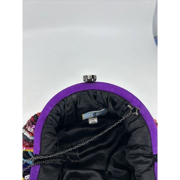 Santi Rainbow Beaded Clutch Purse Bag Handheld Kiss Lock Sequin Round - Picture 7 of 11